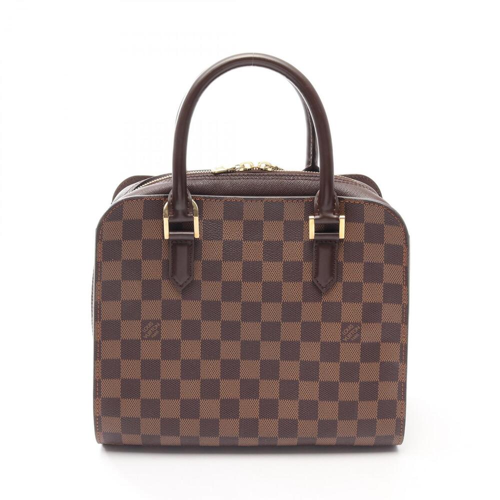 Louis Vuitton Triana Top Handle Bag Canvas Leather Damier Brown